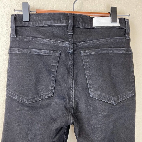 Re/Done Womens Straight Leg Jeans High Rise Frayed Hem Black Denim Size 27 - Picture 6 of 16
